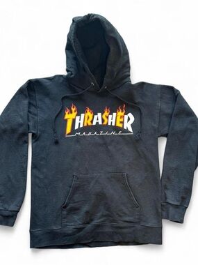 Thrasher Black Hoodie with Flame Logo O30 Men’s Small see pics.